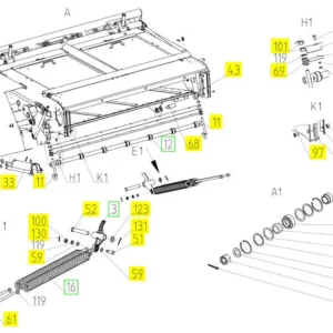 Oryginalna podkładka o numerze katalogowym 100370934, stosowana w kombajnach zbożowych marki Rostselmash. schemat