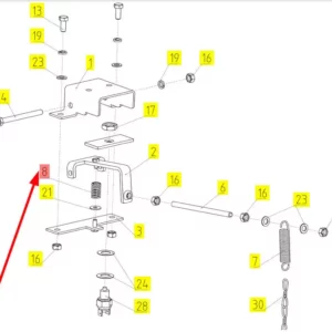 Oryginalna sprężyna blokująca o numerze katalogowym 100387991, stosowana w kombajnach zbożowych marki Rostselmash- schemat.