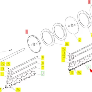 Oryginalna listwa bębna młócącego o numerze katalogowym 100396018, stosowana w kombajnach zbożowych marki Rostselmash schemat.
