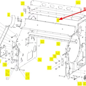 Oryginalna osłona młocarni górna o numerze katalogowym 100403368, stosowana w kombajnach zbożowych marki Rostselmash schemat.