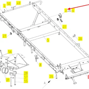 Oryginalna rura mocująca ramy o numerze katalogowym 100412701, stosowana w kombajnach zbożowych marki Rostselmash schemat.