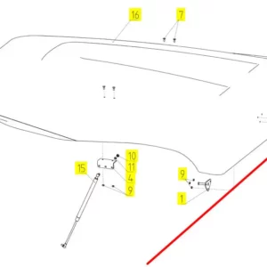 Oryginalna płytka mocowania dachu kabiny o numerze katalogowym 100414657, stosowana w kombajnach zbożowych marki Rostselmash schemat.