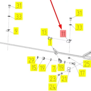 Oryginalne mocowanie przewodów hamulcowych o numerze katalogowym 100415899, stosowane w kombajnach zbożowych marki Rostselmash- schemat.