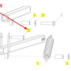 Oryginalny sworzeń mocujący o numerze katalogowym 100416828, stosowany w kombajnach zbożowych marki Rostselmash schemat.