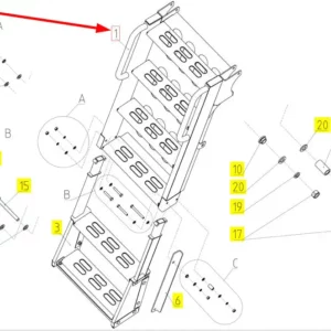 Oryginalna drabinka przednia o numerze katalogowym 100419618, stosowana w kombajnach zbożowych marki Rostselmash schemat.