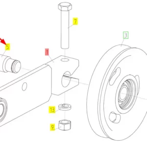 Oryginalna oś koła pasowego o numerze katalogowym 100419629, stosowana w kombajnach zbożowych marki Rostselmash schemat.