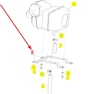 Oryginalny uchwyt mocowania nagrzewnicy kabiny o numerze katalogowym 100419749, stosowany w kombajnach zbożowych marki Rostselmash schemat.