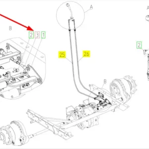 Oryginalna końcówka przegubowa cięgna o numerze katalogowym 100421833, stosowana w kombajnach zbożowych Rostselmash. schemat