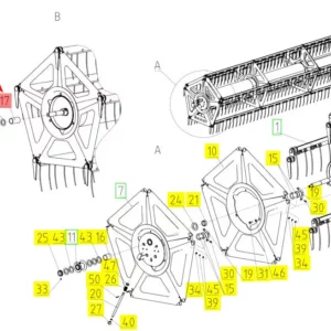 Oryginalna tuleja o numerze katalogowym 100422208, stosowana w hederach zbożowych marki Rostselmash. Schemat