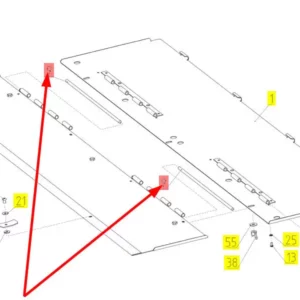 Oryginalny sworzeń obrotowy zawiasu o numerze katalogowym 100424364, stosowany w kombajnach zbożowych marki Rostslemash schemat.