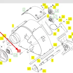 Oryginalny sworzeń 12 x 45 o numerze katalogowym 100424444, stosowany w kombajnach zbożowych marki Rostselmash schemat.