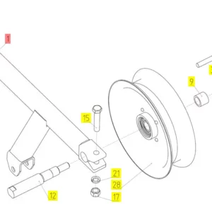 Oryginalne mocowanie koła pasowego o numerze katalogowym 100429123, stosowane w kombajnach zbożowych marki Rostselmash schemat.