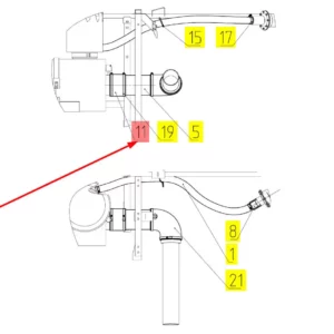 Oryginalny wąż o numerze katalogowym 100429968, stosowany w kombajnach zbożowych marki Rostselmash schemat.