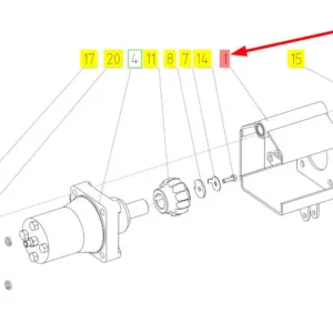 Oryginalny element mocujący o numerze katalogowym 100431958, stosowany w kombajnach zbożowych marki Rostselmash schemat.