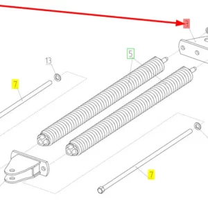 Oryginalny element mocujący o numerze katalogowym 100432989, stosowany w hederach zbożowych marki Rostselmash schemat