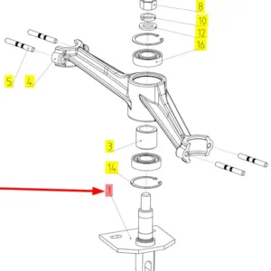 Oryginalny sworzeń dźwigni o numerze katalogowym 100433682, stosowany w kombajnach zbożowych marki Rostselmash- schemat.