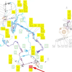 Oryginalny kołek od silnika hydraulicznego o numerze katalogowym 100434267, stosowany w kombajanch zbożowych marki Rostselmash- schemat.