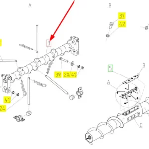 Oryginalne mocowanie palców ślimaka o numerze katalogowym 100437647, stosowane w hederach zbożowych marki Rostselmash schemat