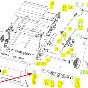 Oryginalna obudowa przednia przenośnika o numerze katalogowym 100438513, stosowana w kombajnach zbożowych marki Rostselmash schemat.