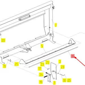 Oryginalny pręt metalowy obudowy przenośnika o numerze katalogowym 100438525, stosowany w kombajnach zbożowych marki Rostselmash schemat.