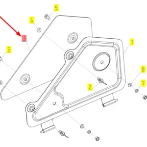 Oryginalny wkład osłony o numerze katalogowym 100442804, stosowany w kombajnach zbożowych marki Rostselmash schemat.