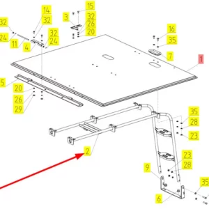 Oryginalna drabinka tylna o numerze katalogowym 100452314, stosowana w kombajnach zbożowych marki Rostselmash schemat.