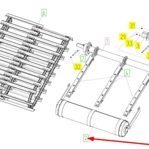 Oryginalny wał przenośnika kompletny o numerze katalogowym 100453530, stosowany w kombajnach zbożowych marki Rostselmash schemat.