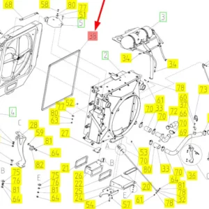 Oryginalna uszczelka o numerze katalogowym 100456621, stosowana w kombajnach zbożowych marki Rostselmash- schemat.