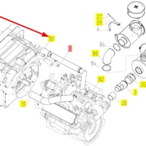 Oryginalny przewód gumowy o numerze katalogowym 100459416, stosowany w kombajnach zbożowych marki Rostselmash schemat.