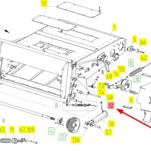 Oryginalna linka mocująca o numerze katalogowym 100461977, stosowana w kombajnach zbożowych marki Rostselmash. schemat