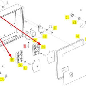 Oryginalny panel bezpieczników o numerze katalogowym 100462871, stosowany w kombajnach zbożowych marki Rostselmash schemat.