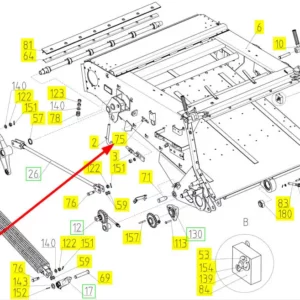 Oryginalne mocowanie o numerze katalogowym 100463593, stosowane w kombajnach zbożowych marki Rostselmash schemat.