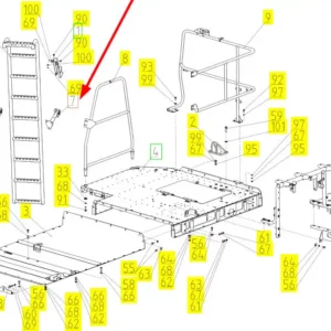 Oryginalny wspornik drabiny o numerze katalogowym 100465133, stosowany w kombajnach zbożowych marki Rostselmash- schemat.
