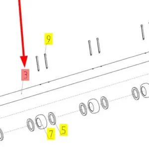 Oryginalny wałek przenośnika pochyłego o numerze katalogowym 100465772, stosowany w kombajnach zbożowych marki Rostselmash- schemat.