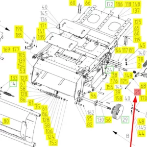 Oryginalny sworzeń sprężyny napinacza o numerze katalogowym 100467378, stosowany w kombajnach zbożowych marki Rostselmash- schemat.