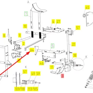 Oryginalna listwa mocująca o numerze katalogowym 100467868, stosowana w kombajnach zbożowych marki Rostselmash schemat.