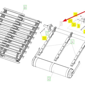 Oryginalny górny wałek kompletny o numerze katalogowym 100467950, stosowany w kombajnach zbożowych marki Rostselmash schemat.