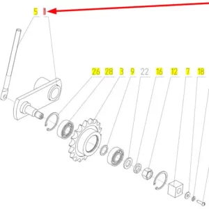 Oryginalne mocowanie koła zębatego o numerze katalogowym 100468375, stosowane w kombajnach zbożowych marki Rostselmash schemat.