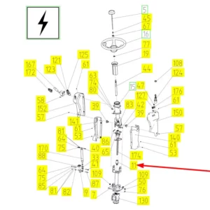 Oryginalna nakładka wałka kolumny kierowniczej o numerze katalogowym 100474545, stosowana w kombajnach zbożowych marki Rostselmash schemat.