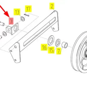 Oryginalne mocowanie koła pasowego o numerze katalogowym 100480104, stosowane w kombajnach zbożowych marki Rostselmash- schemat.