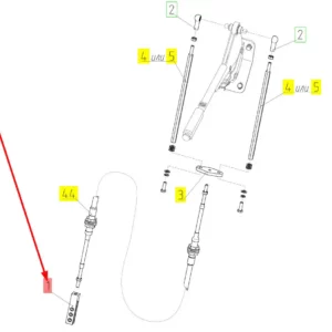 Oryginalne widełki linki hamulca o numerze katalogowym 100496300, stosowane w kombajnach zbożowych marki Rostselmash schemat.