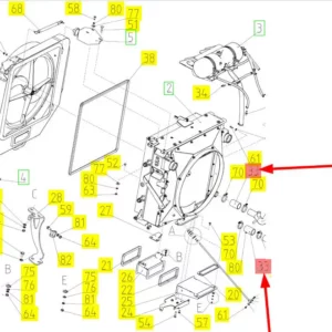 Oryginalna rura gumowa łącząca o numerze katalogowym 100498597, stosowana w kombajnach zbożowych marki Rostselmash- schemat.