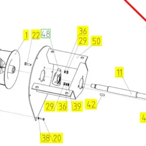 Oryginala piasta koła pasowego o numerze katalogowym 100499795, stosowana w kombajnach zbożowych marki Rostselmash- schemat.