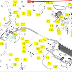 Oryginalny przewód układu klimatyzacji o numerze katalogowym 100502364, stosowany w kombajnach zbożowych marki Rostselmash. schemat