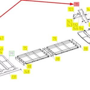 Oryginalna dźwignia podstawy hederu o numerze katalogowym 100504009, stosowana w kombajnach zbożowych marki Rostselmash. Schemat