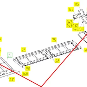 Oryginalna oś dźwigni osłony hederu o numerze katalogowym 100504221, stosowana w kombajnach zbożowych marki Rostselmash. Schemat