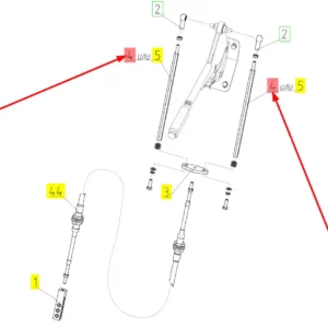 Oryginalny pręt dźwigni hamulca postojowego o numerze katalogowym 100506695, stosowany w kombajnach zbożowych marki Rostselmash schemat.