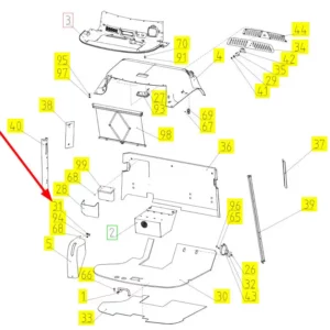 Oryginalny uchwyt obudowy o numerze katalogowym 100506697, stosowany w kombajnach zbożowych marki Rostselmash schemat.
