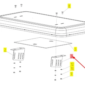 Oryginalny uchwyt mocujący o numerze katalogowym 100506708, stosowany w kombajnach zbożowych marki Rostselmash schemat.