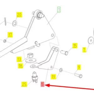 Oryginalny wspornik dźwigni hamulca ręcznego o numerze katalogowym 100507495, stosowany w kombajnach zbożowych marki Rostselmash schemat.